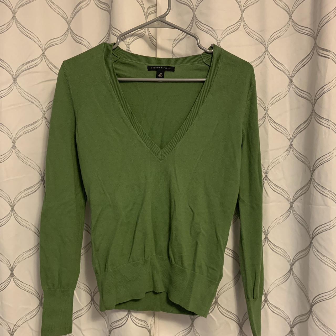 Banana Republic Green V-neck Sweater - Depop