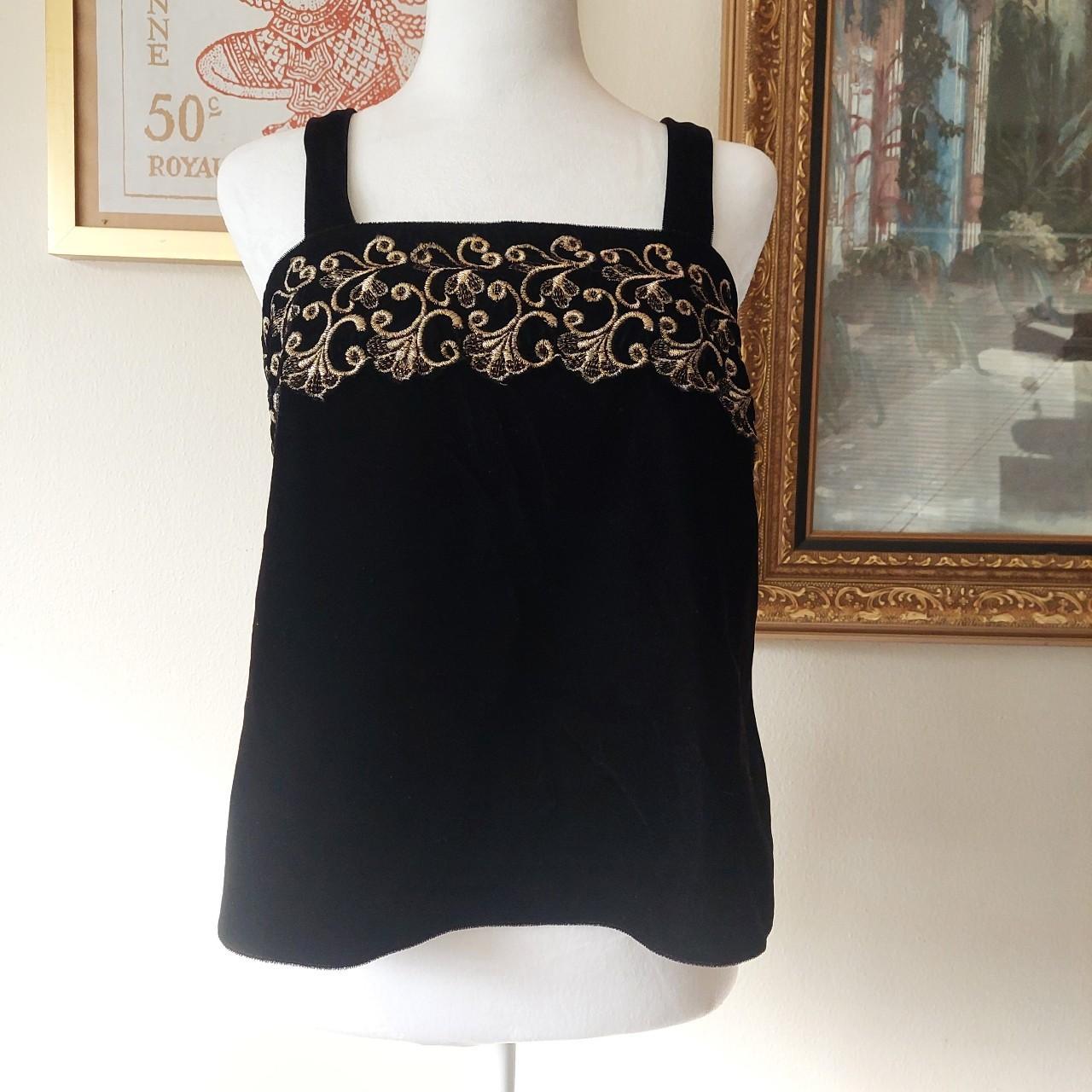 Vintage 90s Lucie Ann II Velvet Embroidered cami. - Depop