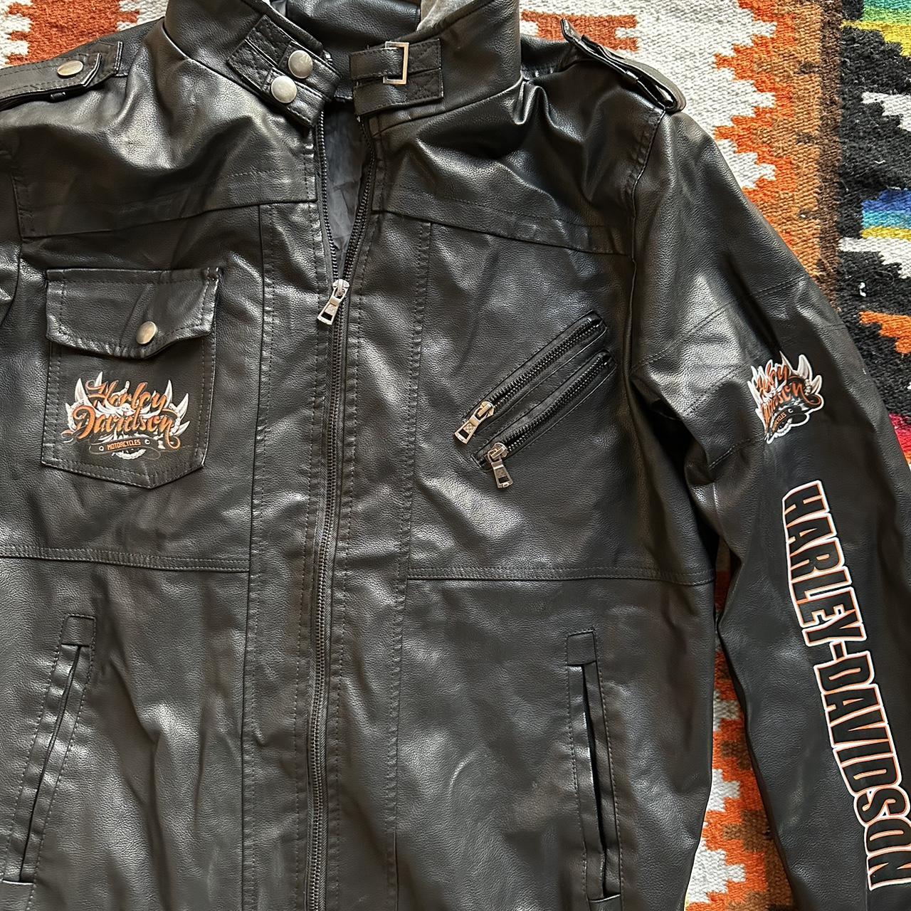 Vintage Harley Davidson Hoodie Leather jacket... - Depop