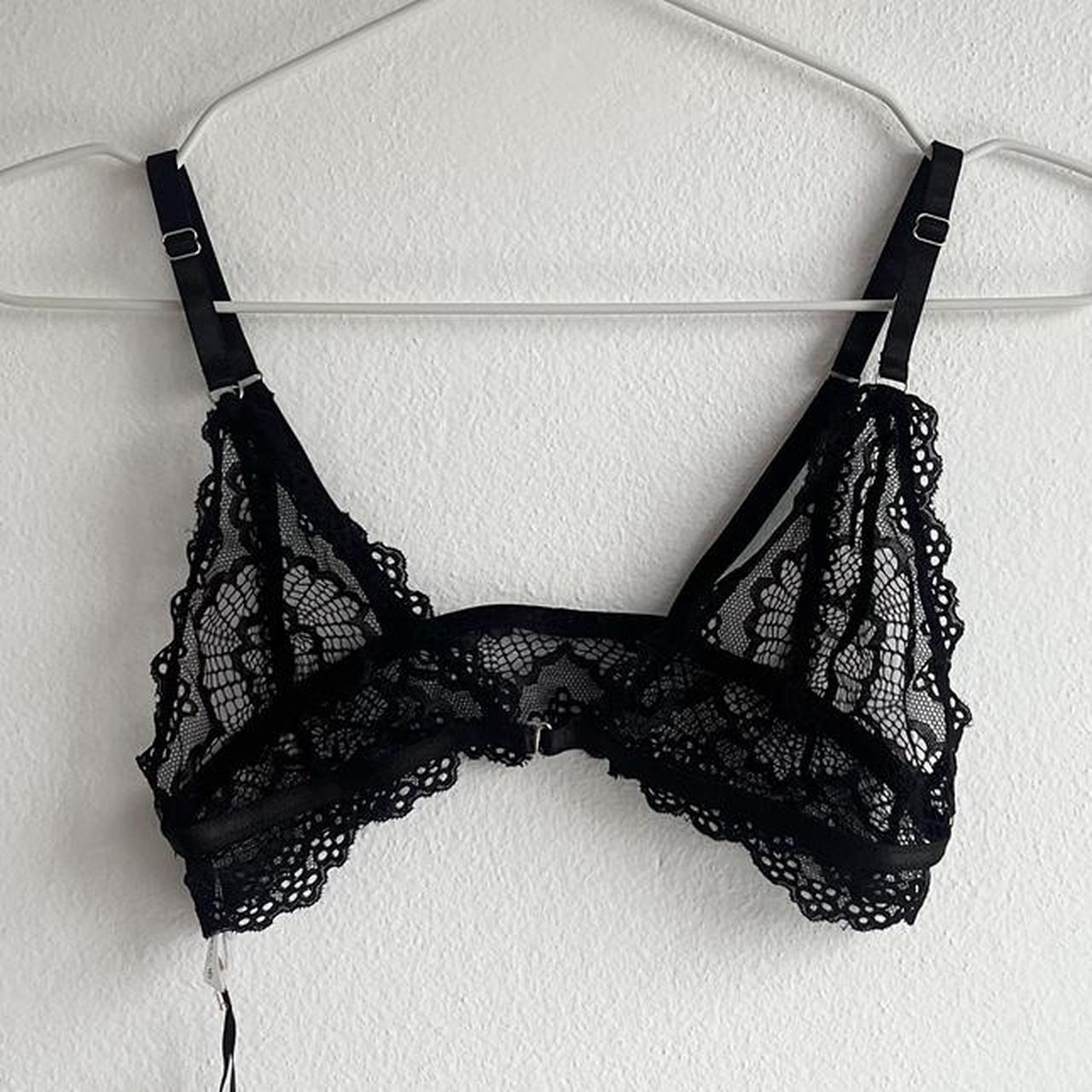 Black lace bralette Size small Worn but such good - Depop