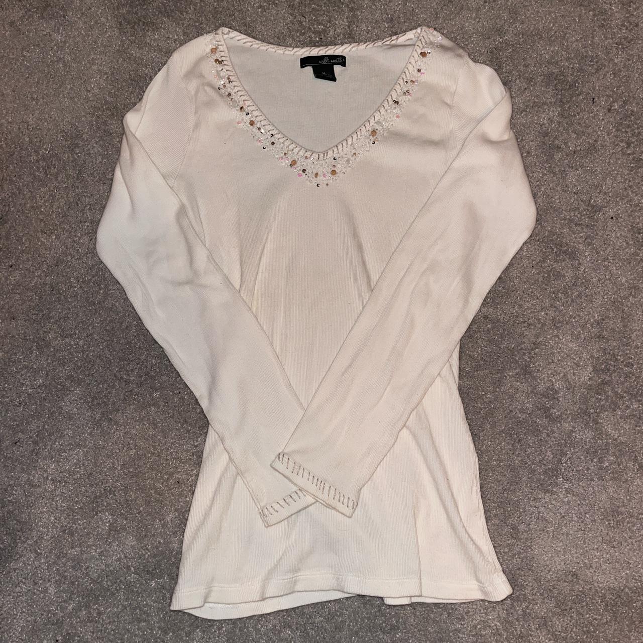 Women's White and Cream Shirt | Depop