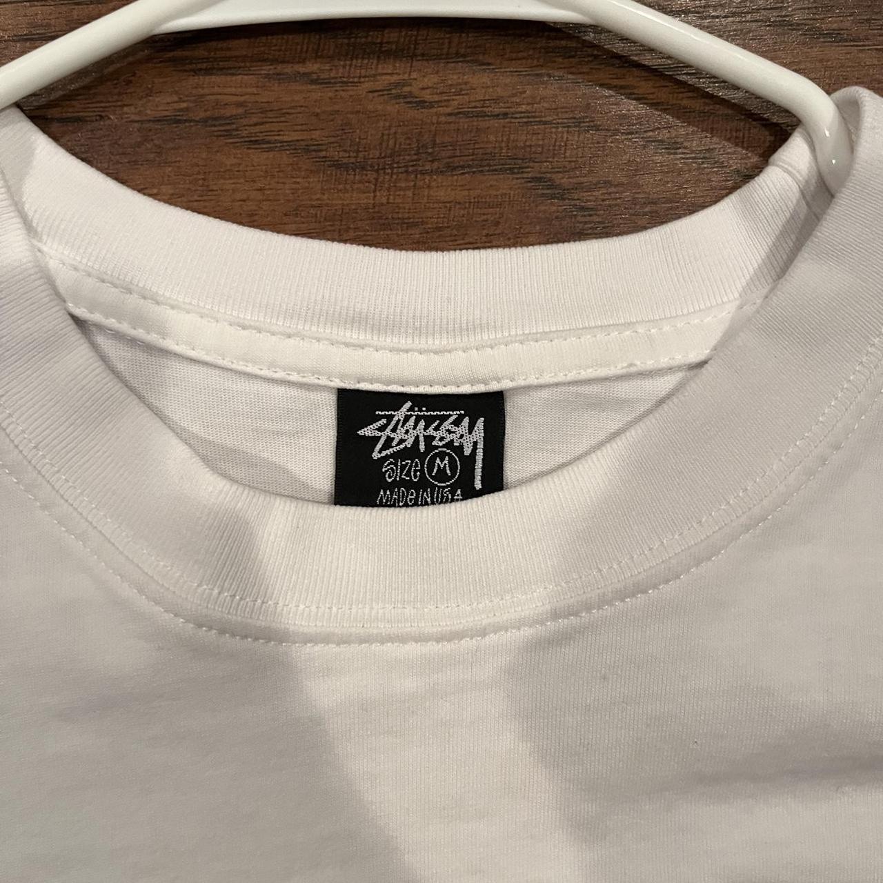 Stüssy Men's White and Red T-shirt | Depop