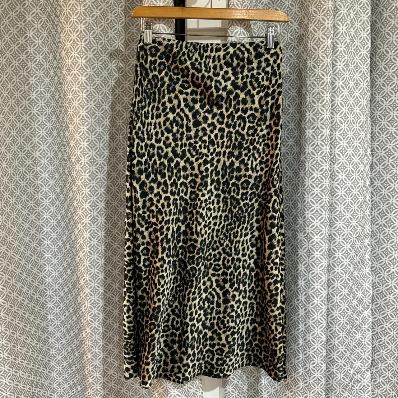 Leopard satin shop midi skirt kmart