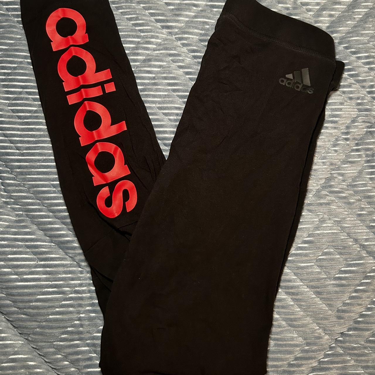 Red and sales black adidas leggings