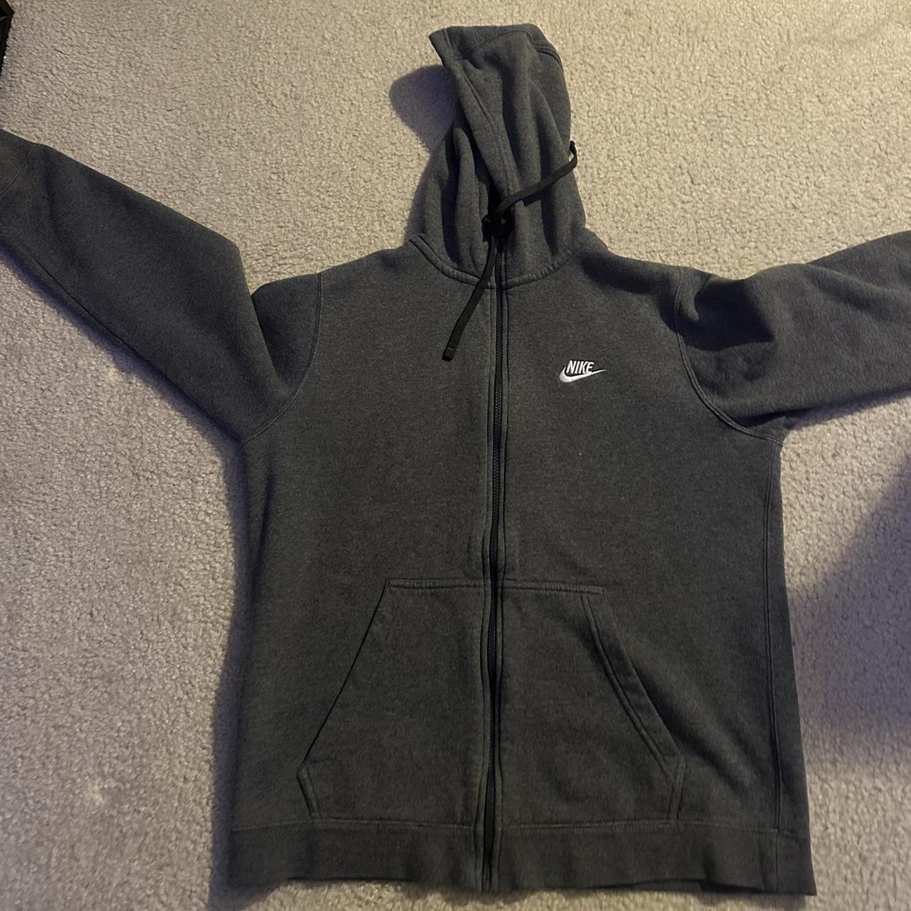 Grey Nike zip up hoodie Small bleach stain on the... - Depop