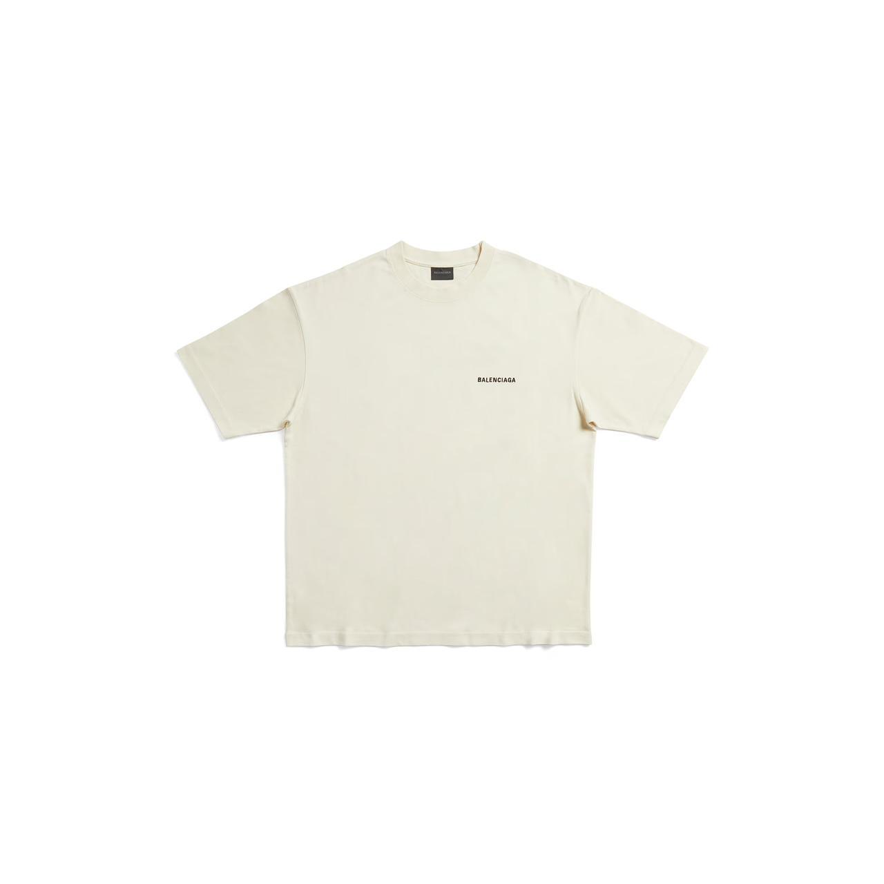 Balenciaga Logo T-Shirt - Colour: Cream - Black | Depop