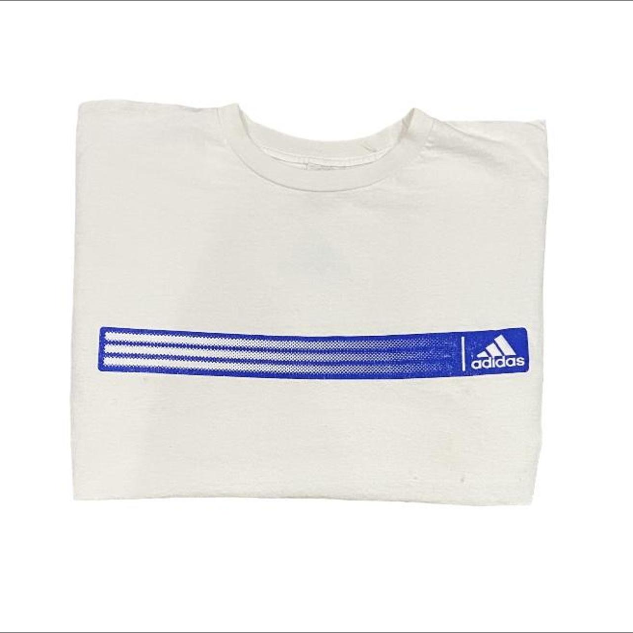 Adidas Men's Blue and White T-shirt