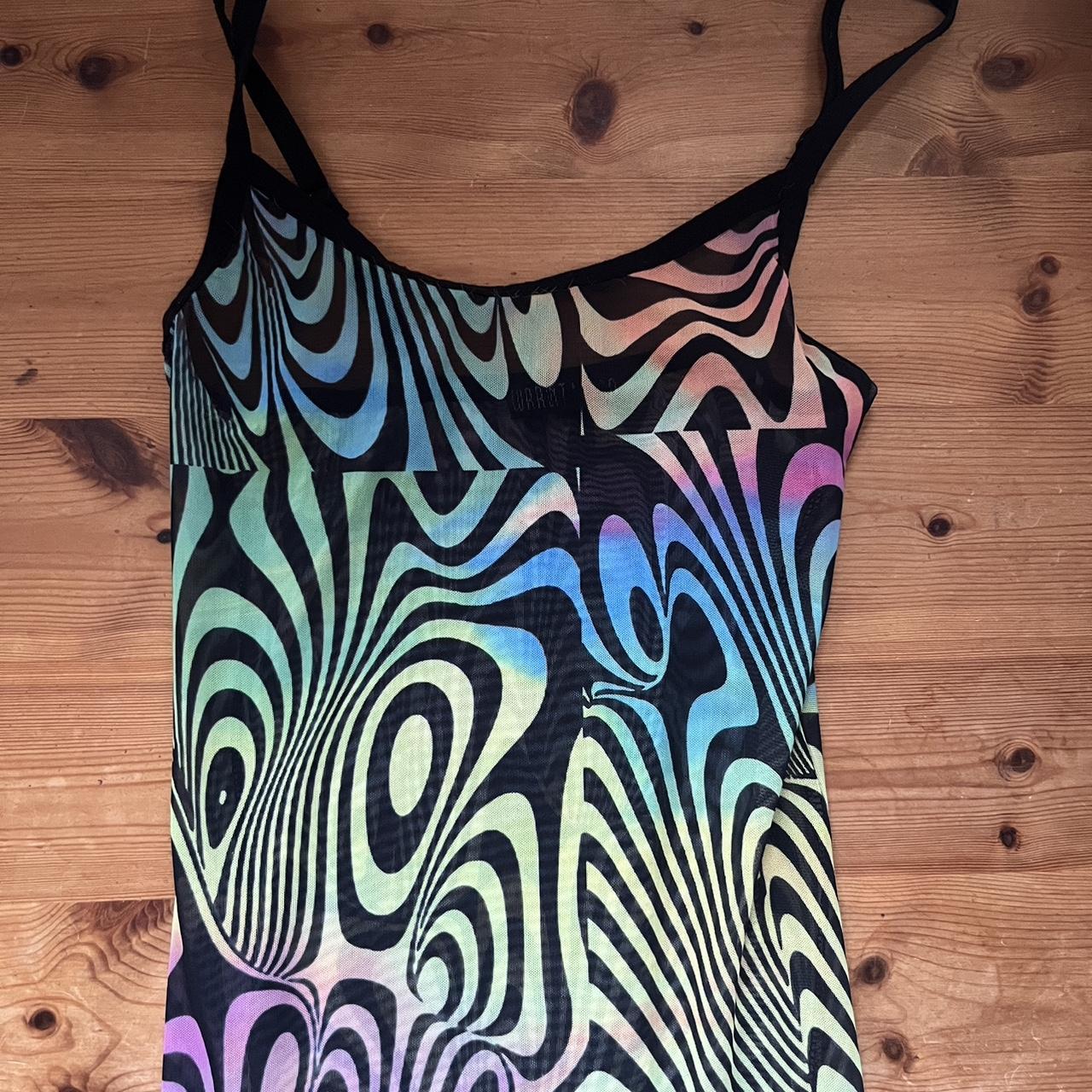 Dolls Kill mesh psychedelic mini dress. Size... Depop