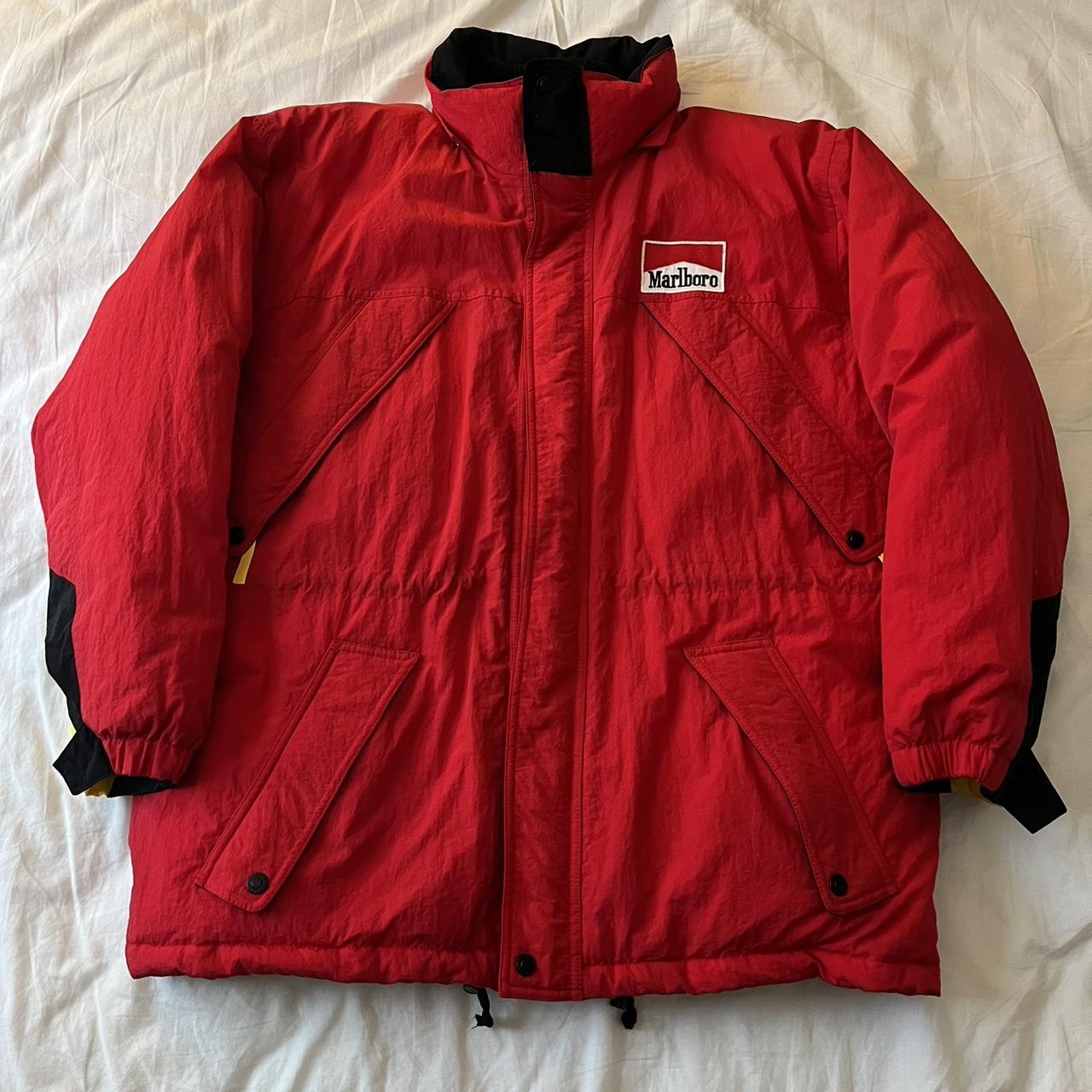 Marlboro Men's Red and Yellow Coat | Depop