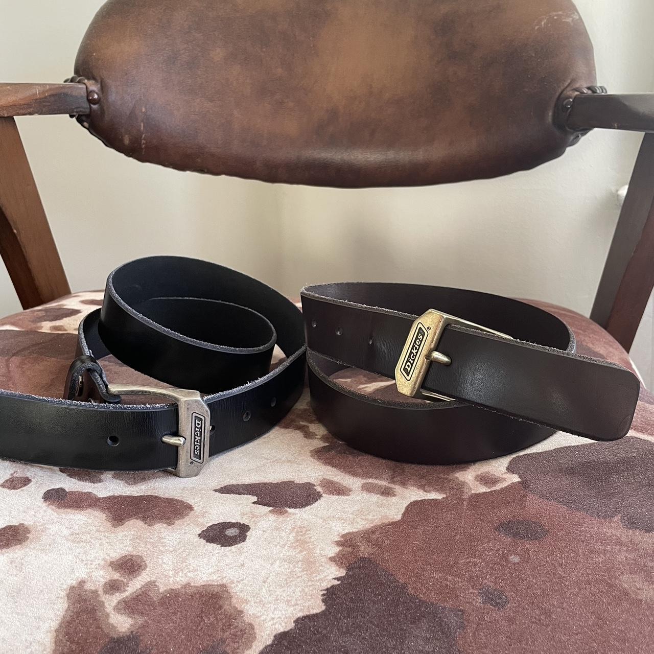 Lot of 2 Dickies leather belts. brown and black.... - Depop