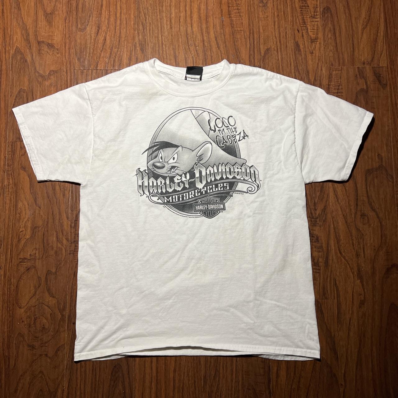 Harley Davidson Men's White and Black T-shirt | Depop