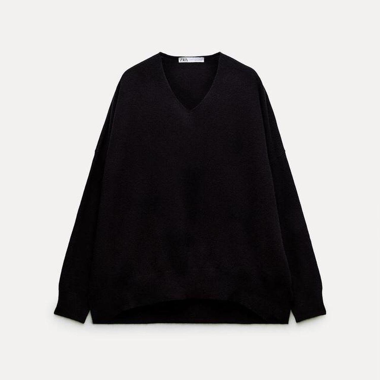 Black Zara V Neck Jumper Womens Zara 100% WOOL V-NECK SWEATER