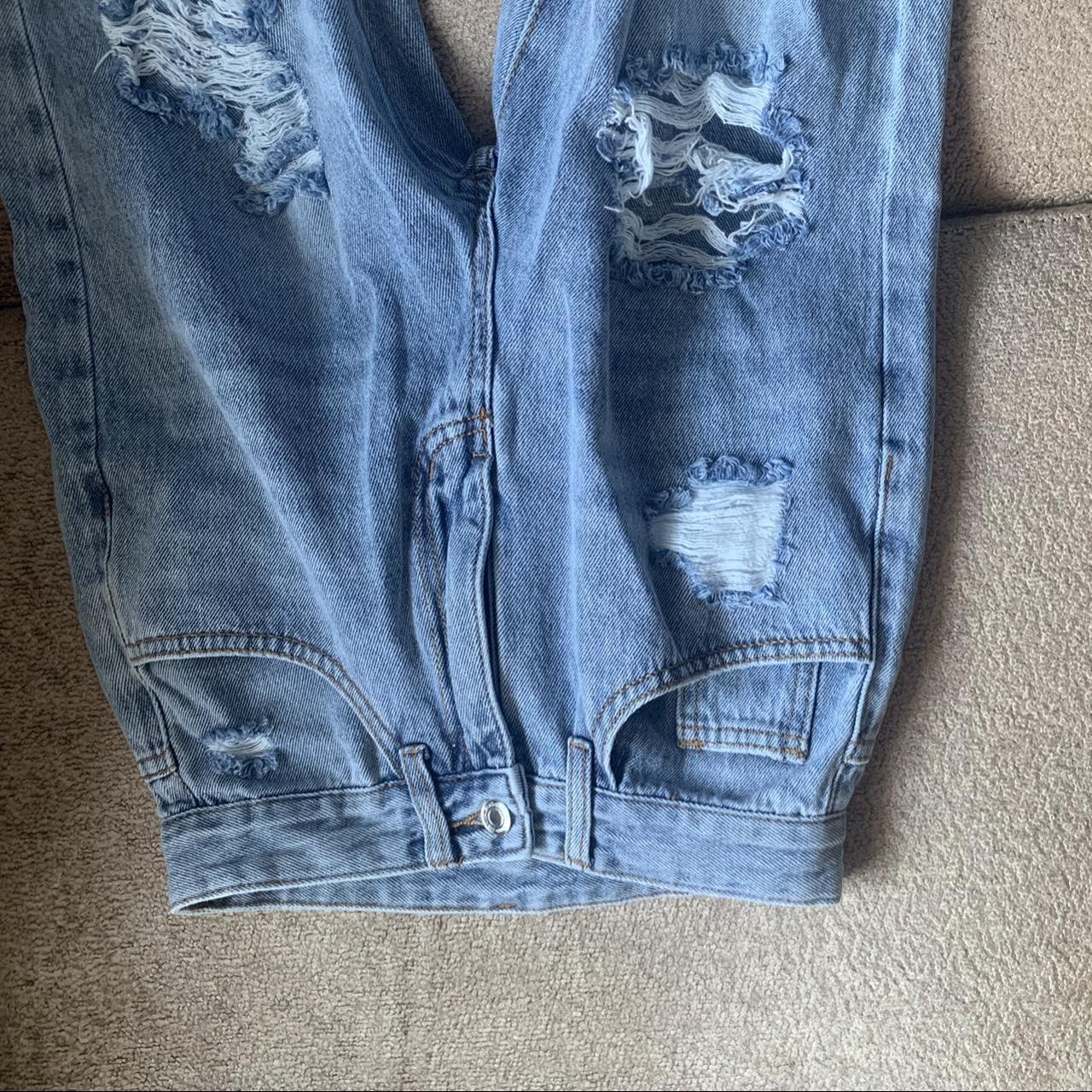 shein high waisted straight leg ripped jeans never - Depop