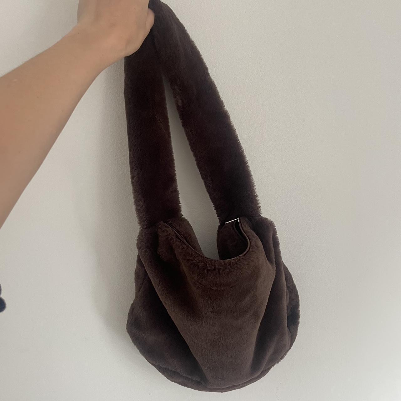 h and m brown bag H&M brown fluffy bag hm brown... Depop