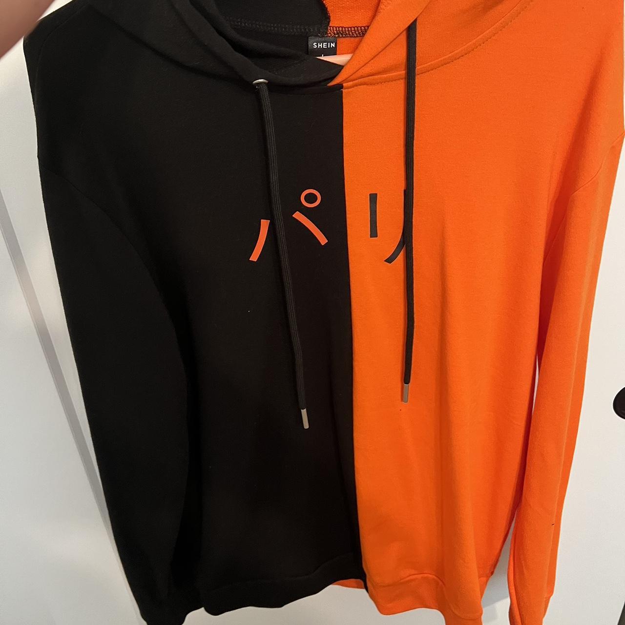 Orange and black split hoodie online