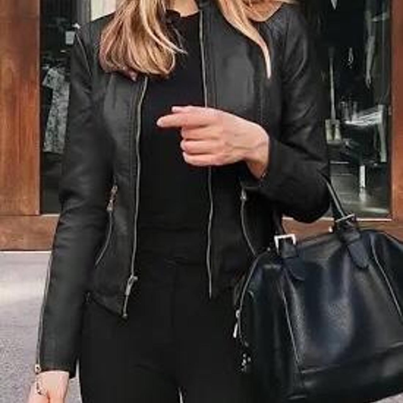 Black Dorothy Perkins Biker Jacket PU Leather, a... Depop