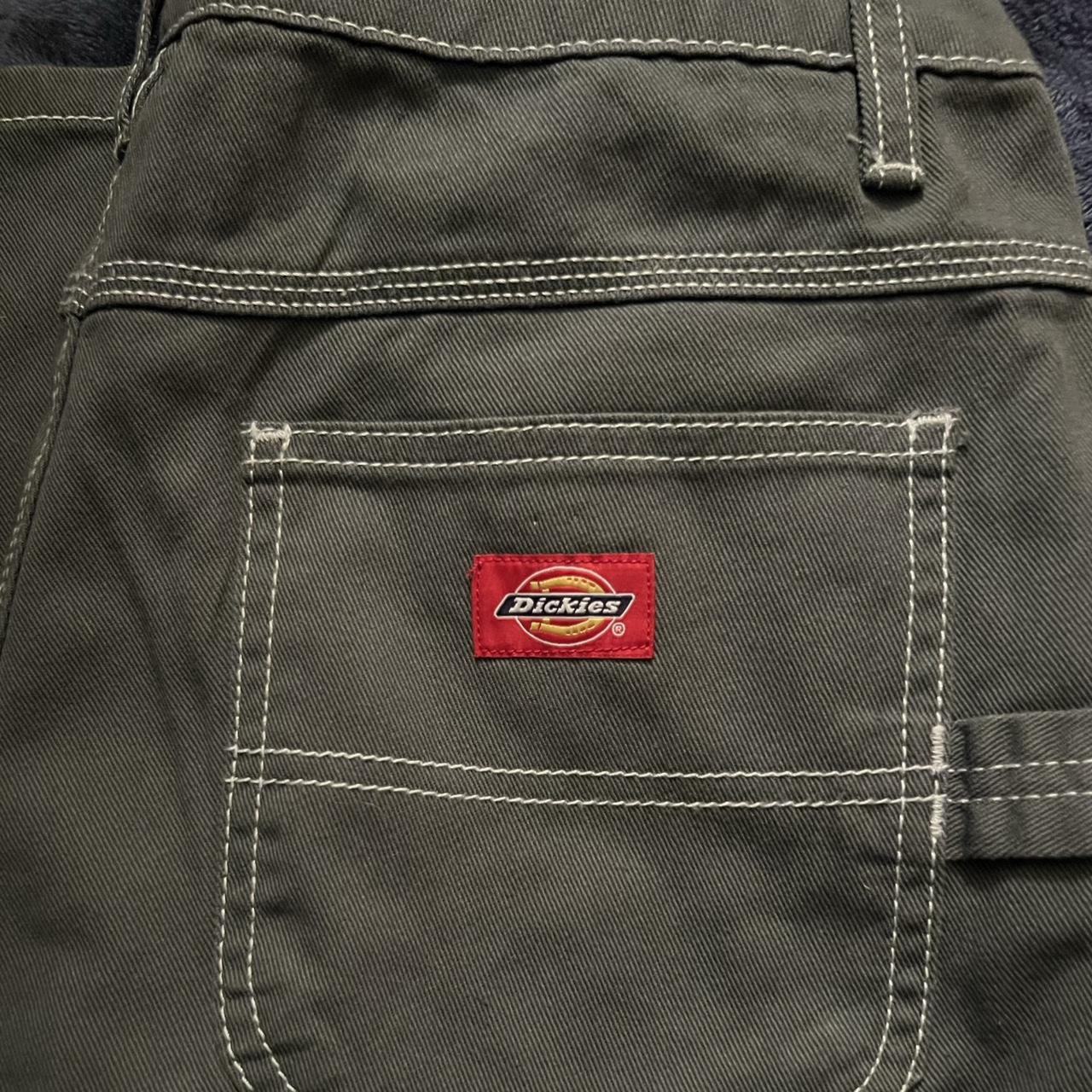 grey with white hem cargos from dickies straight... - Depop