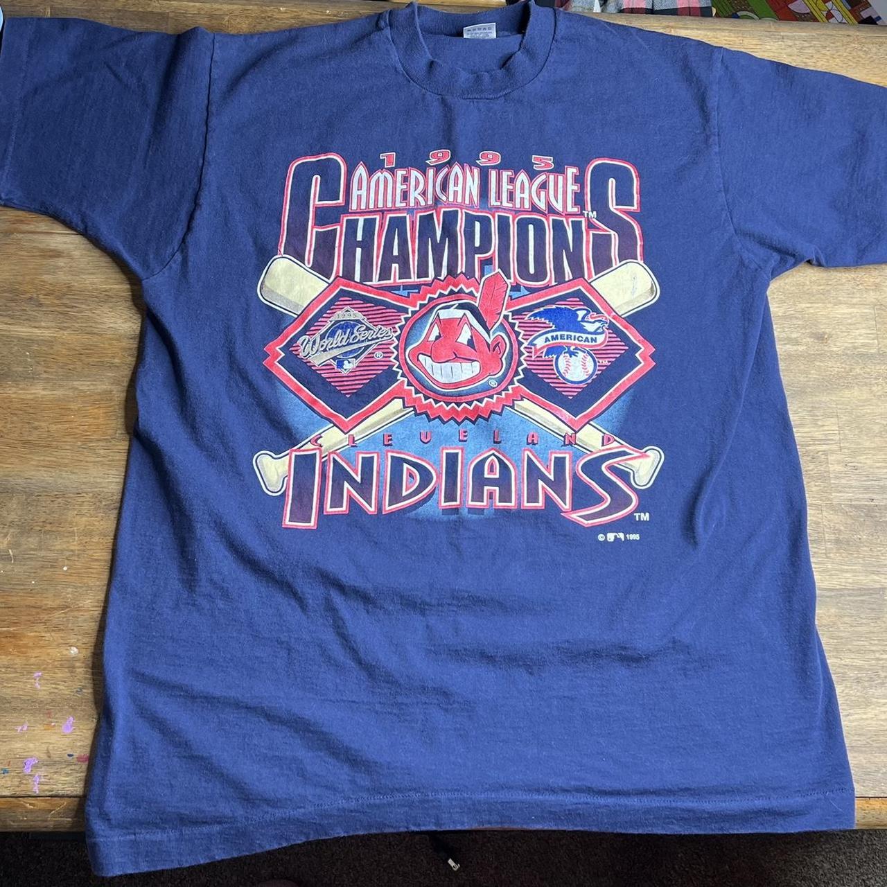 Cleveland Indians Jersey M/L 2 stains, bleach maybe? - Depop