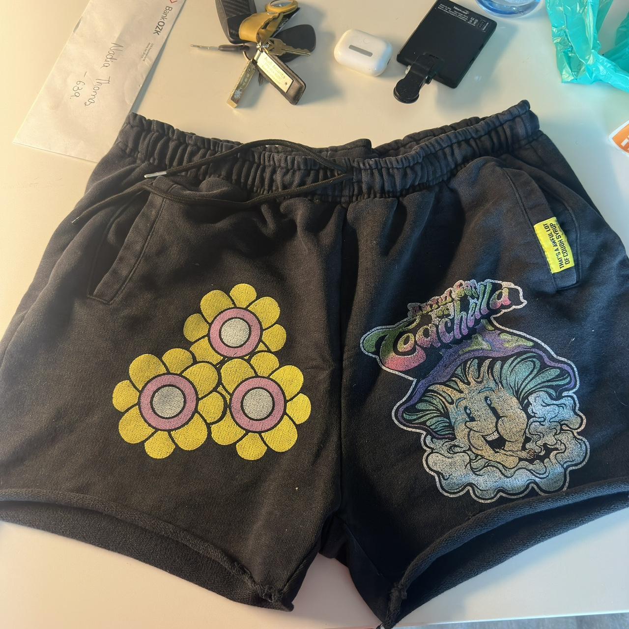 awful lot of cough syrup coachella shorts m Depop