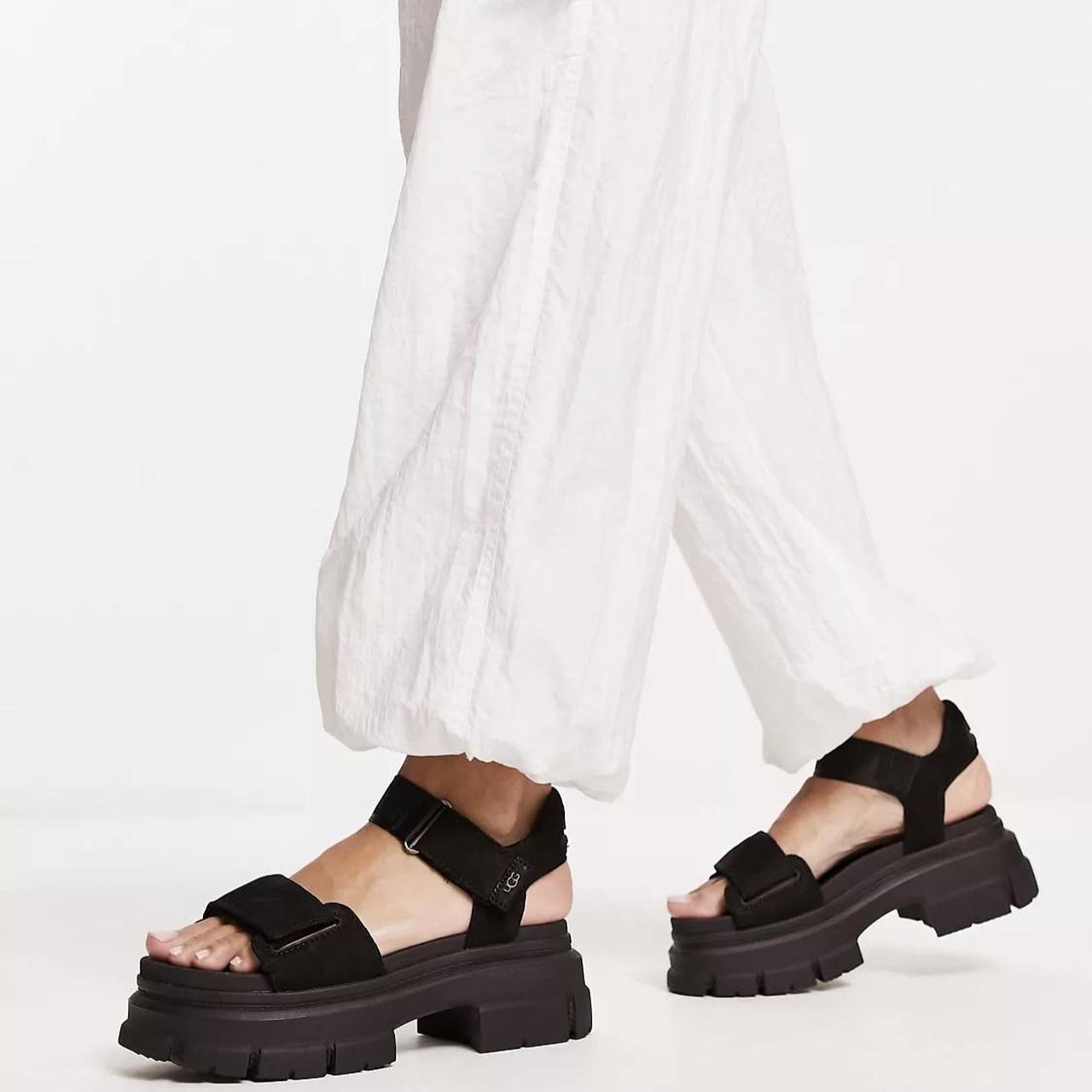 UGG Ashton Ankle leather sandals in black Worn... Depop