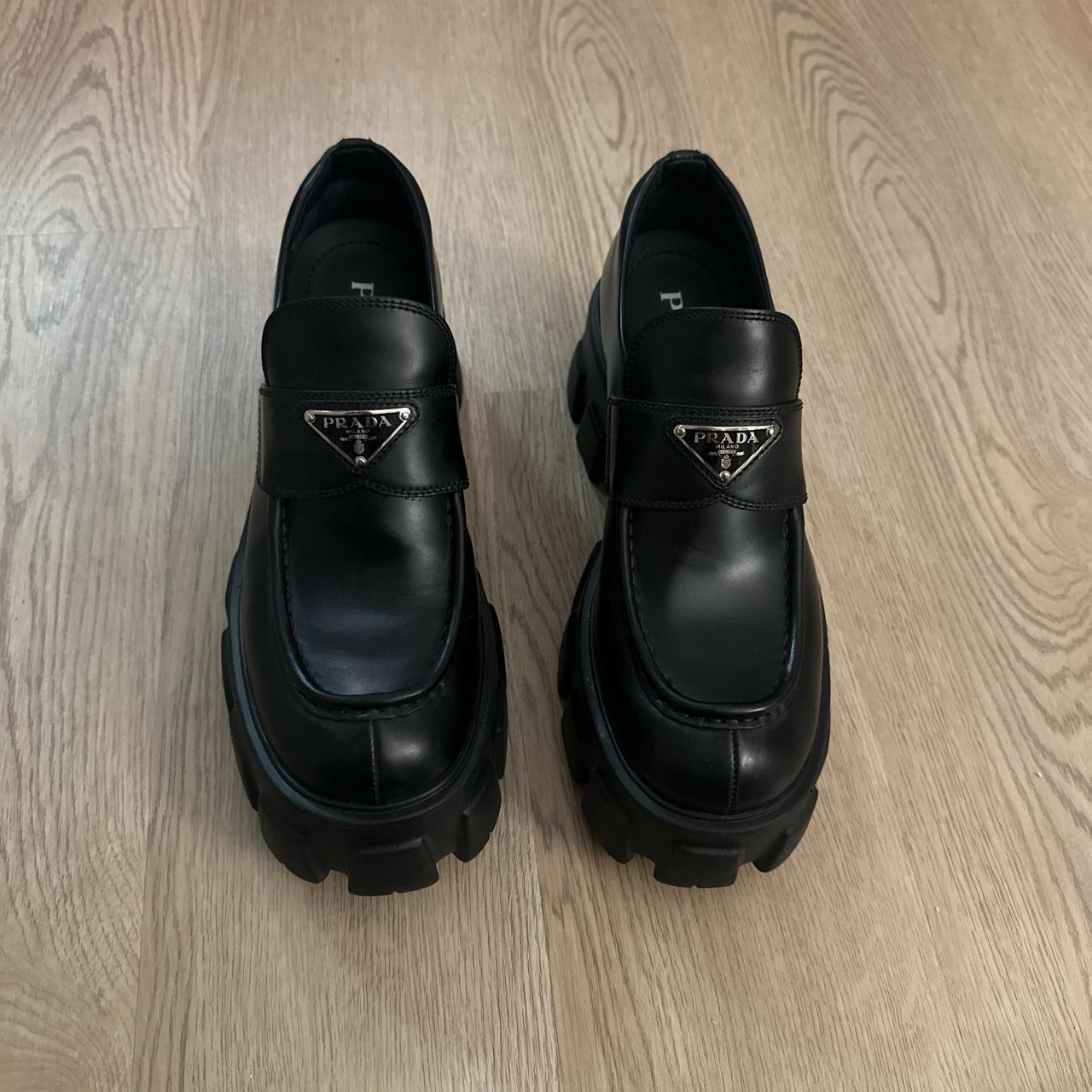 Chunky black Prada loafers worn twice, like new - Depop