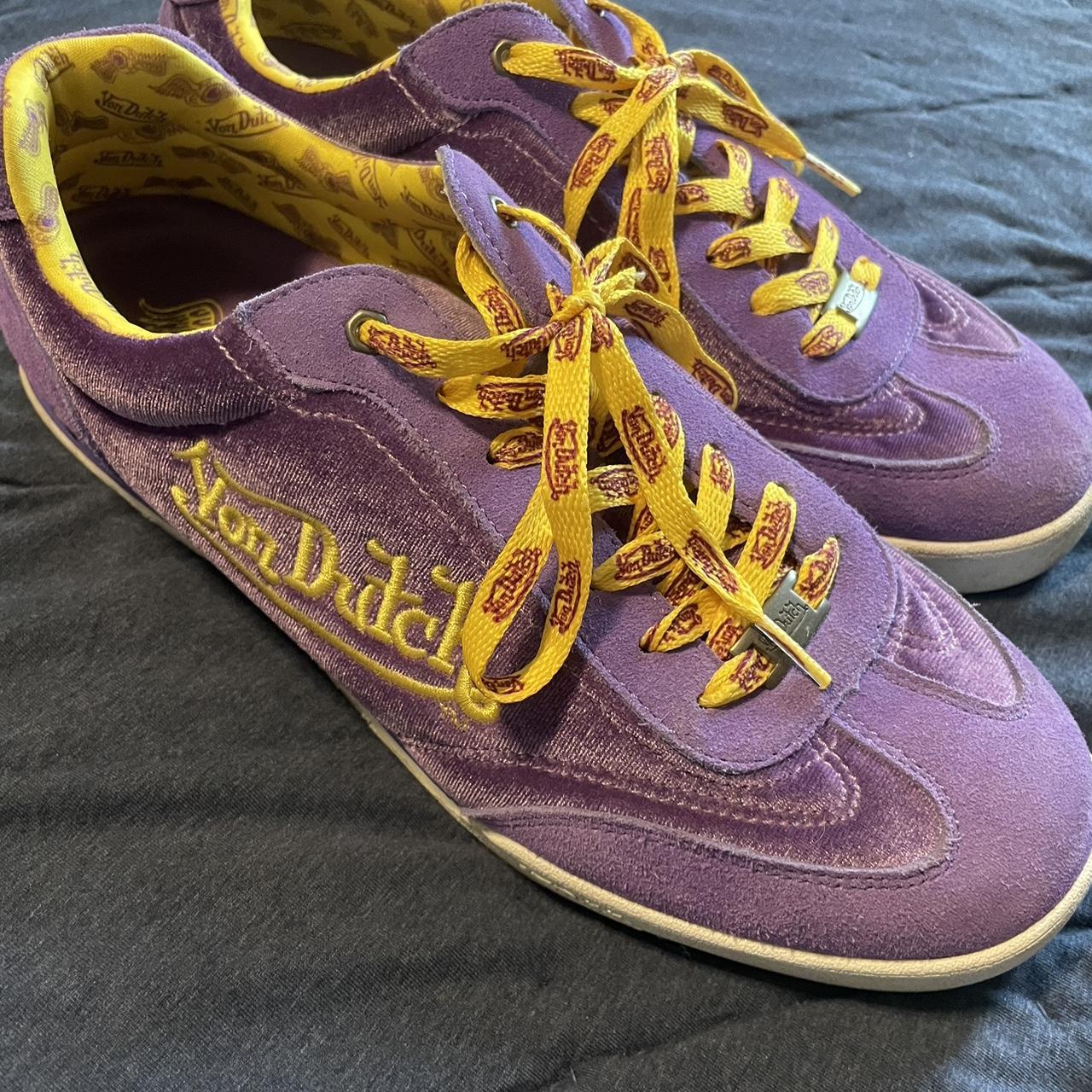 Von Dutch Men's Purple and Yellow Trainers Depop