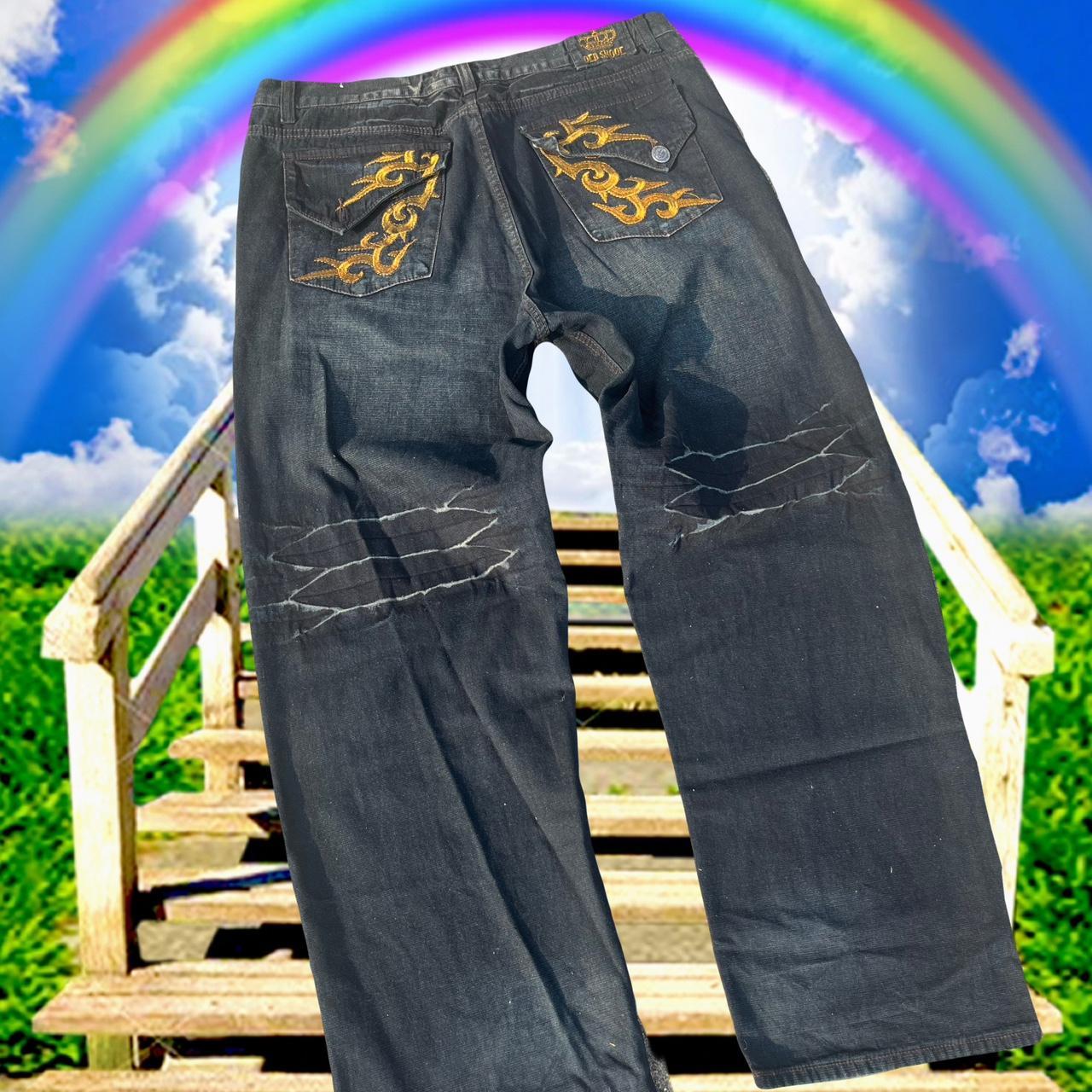 American Vintage Men's Black and Yellow Jeans Depop