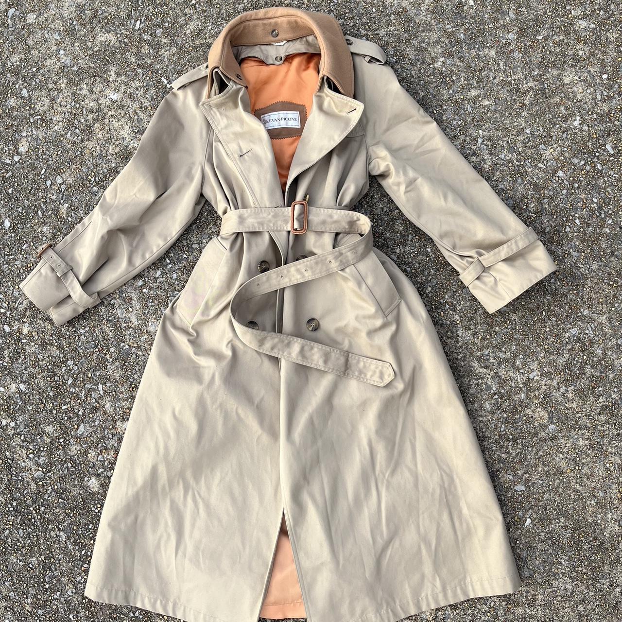 Vintage trench coat. Attachable wool collar and wool... - Depop