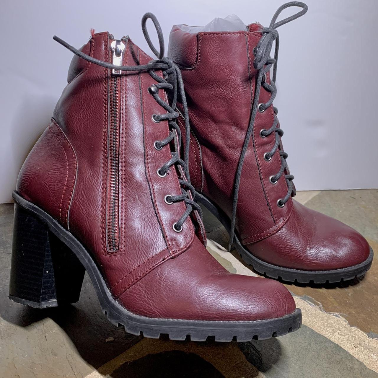 JustFab Women's Burgundy Boots | Depop