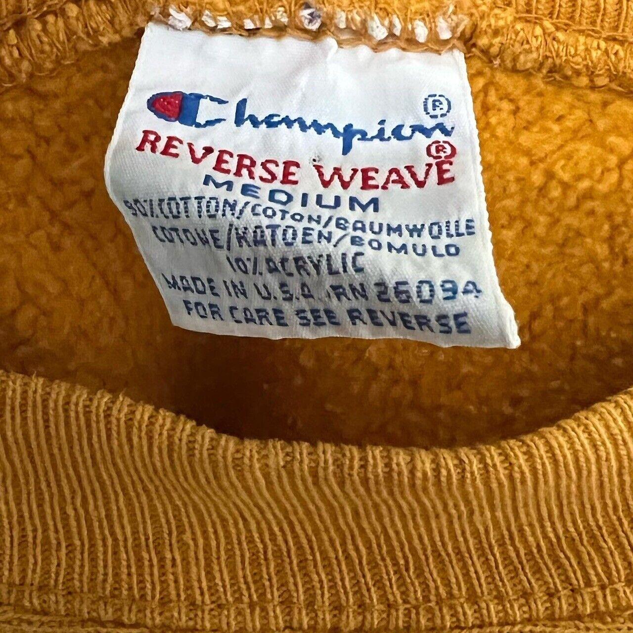 Vintage Champion Reverse Weave Sweatshirt Yellow 90s... - Depop