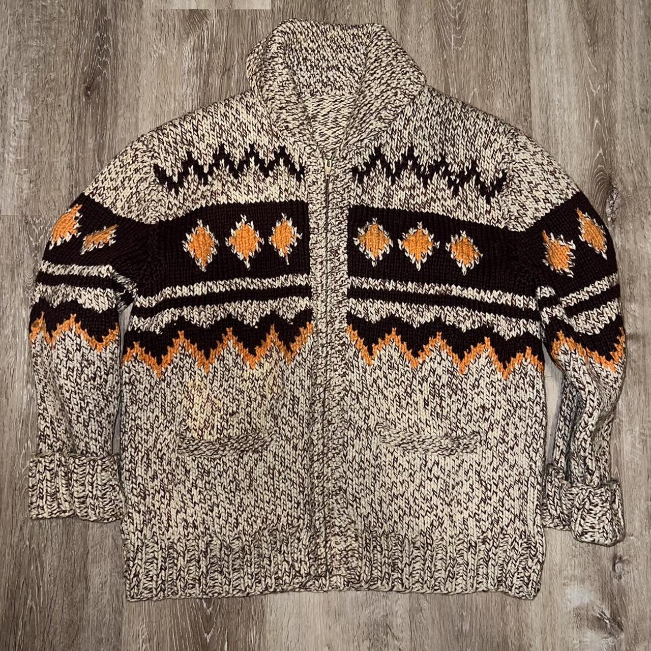 Vintage 60s 70s Wool Cowichan Zip Homemade Cardigan | Depop