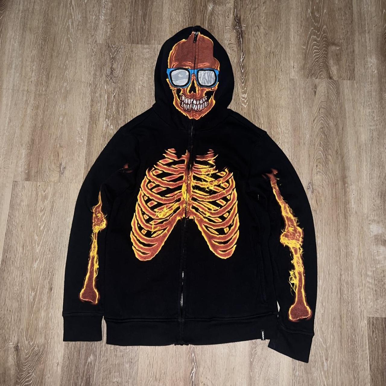 Vintage Tony Hawk Full Zip Skeleton Skull Hoodie | Depop