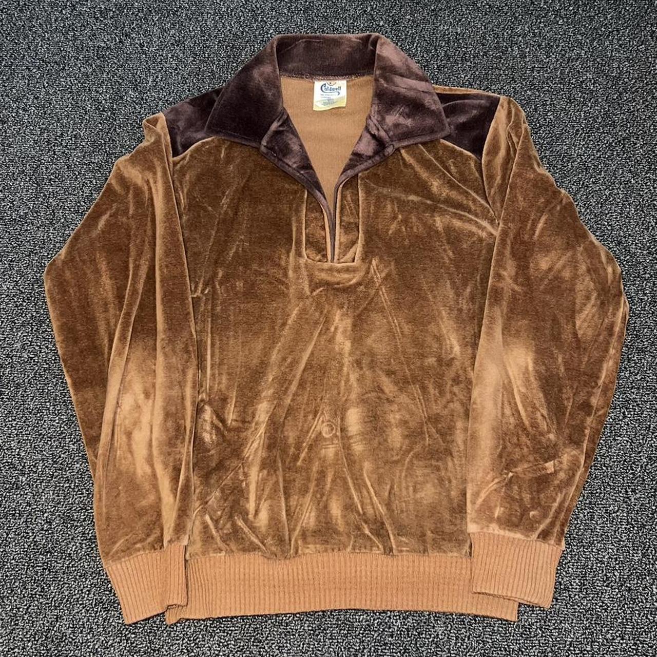 Vintage 70s Caldwell Velour Open Neck Depop