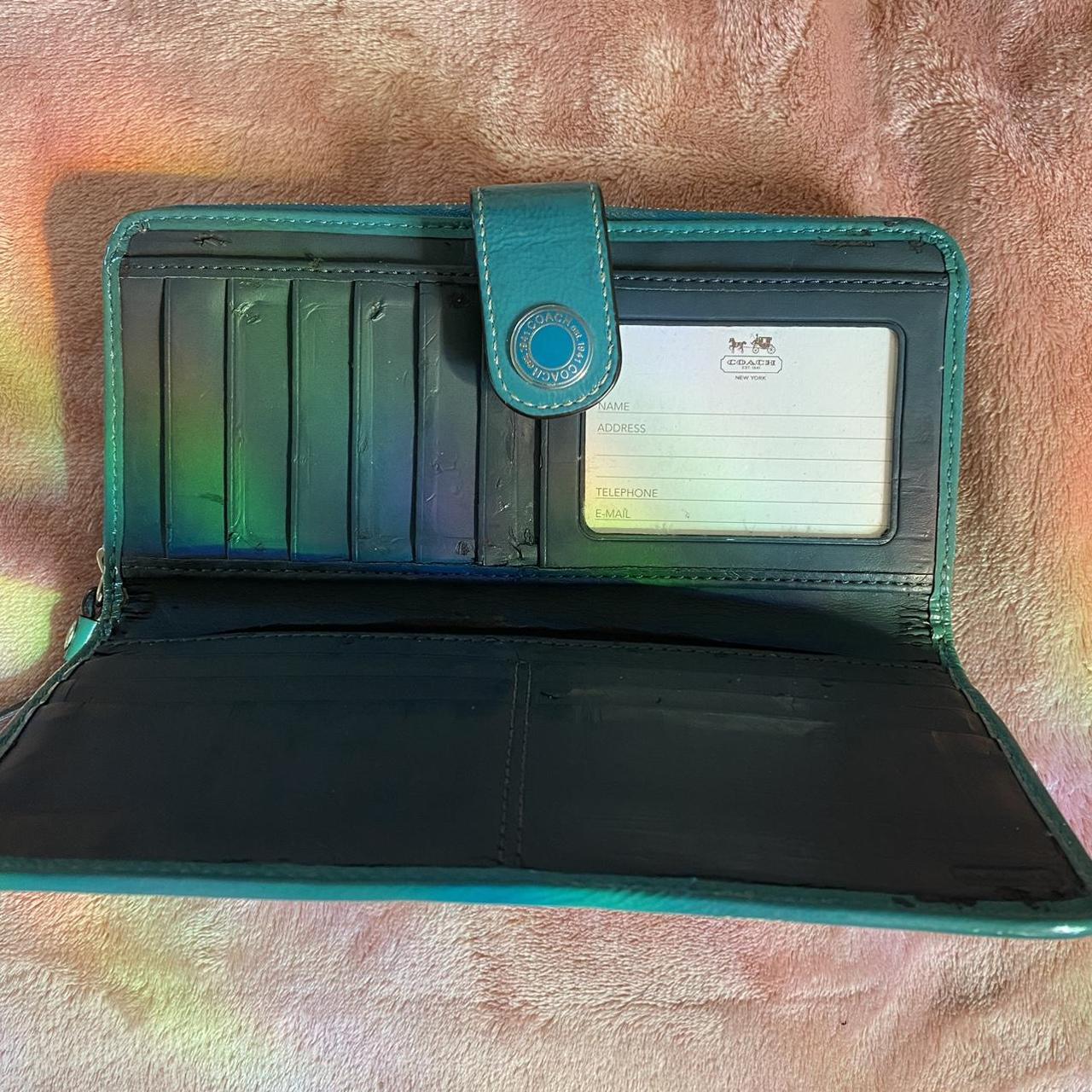 Early 2000’s coach clasp wallet Color: teal blue... - Depop