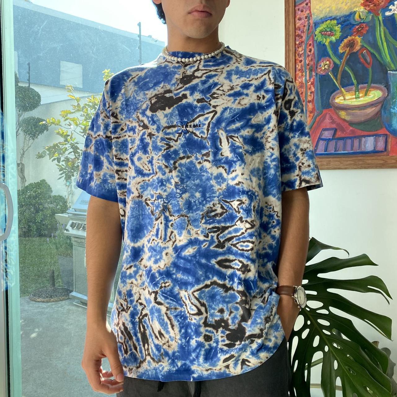 Extreme Fit Men's Blue and Cream T-shirt