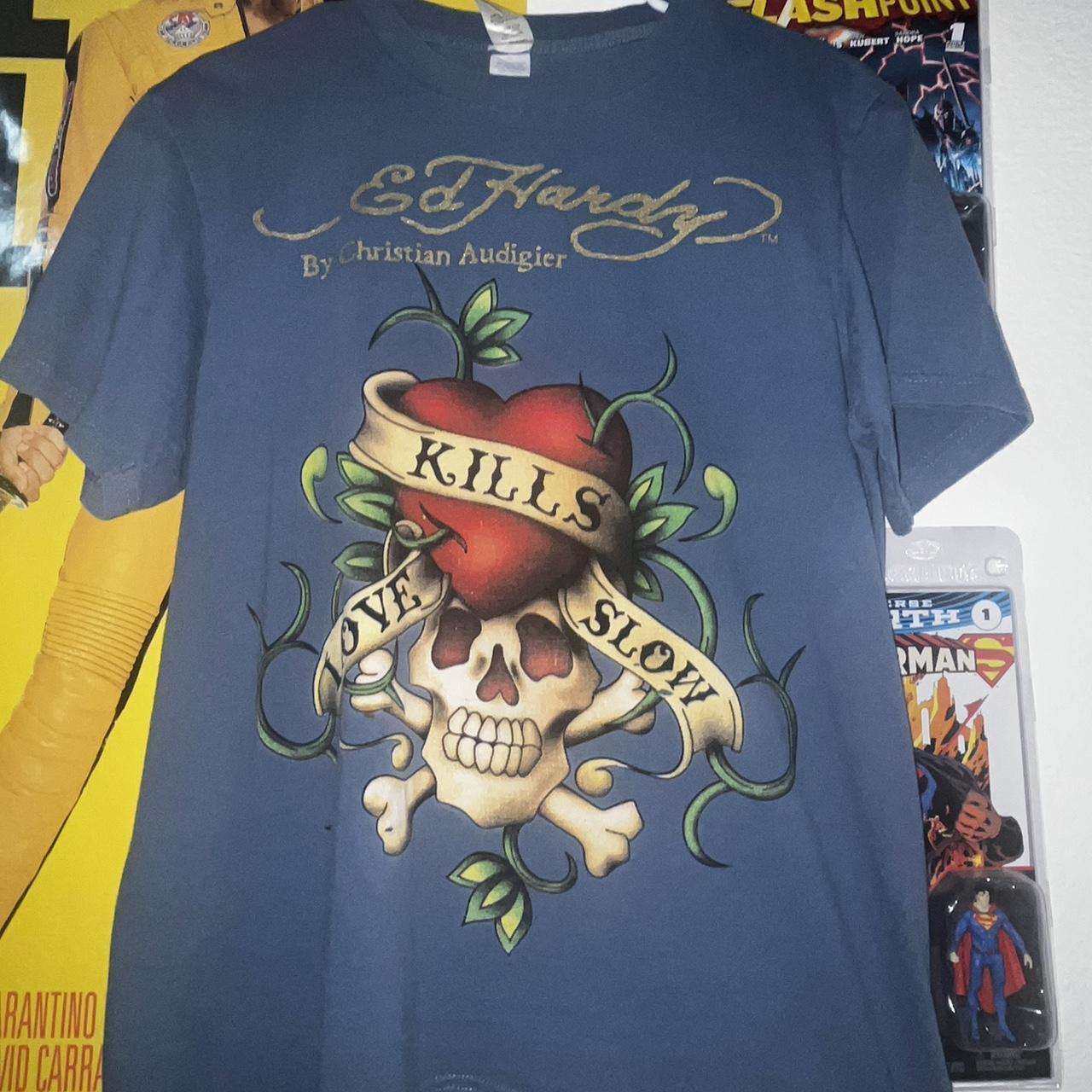 Ed Hardy Tshirt Vintage Ed Hardy Tshirt! “Love Kills... - Depop