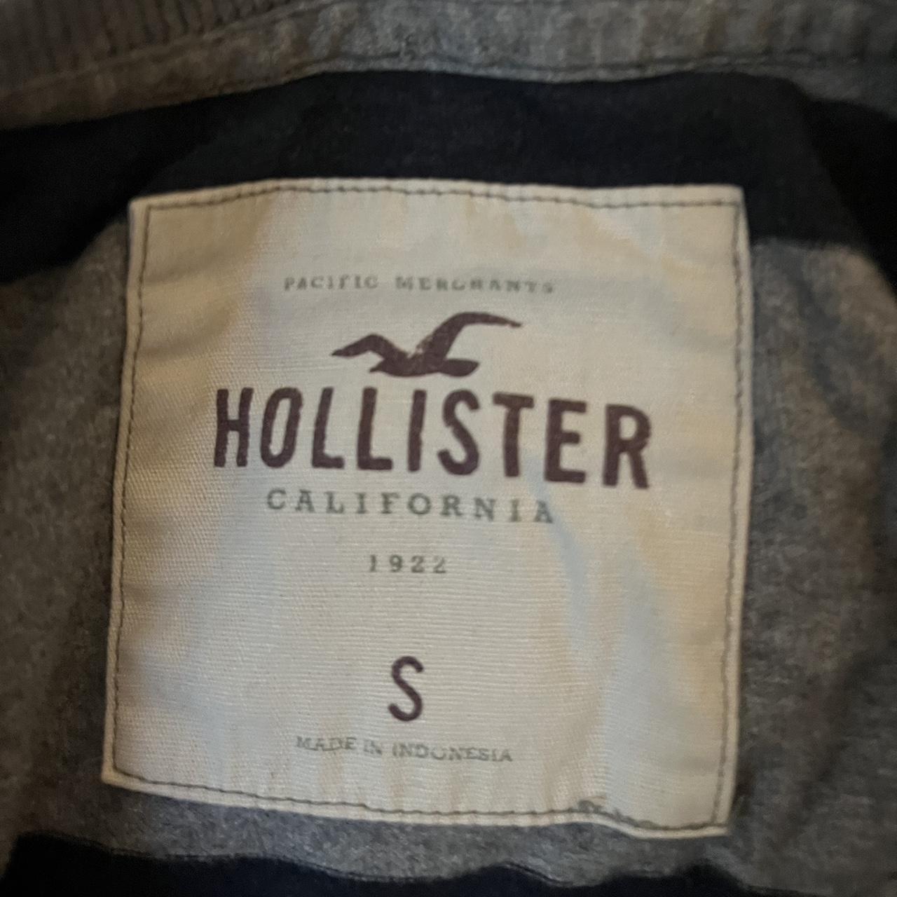 Hollister Blue & Grey Stripped Long Sleeve Shirt.... - Depop