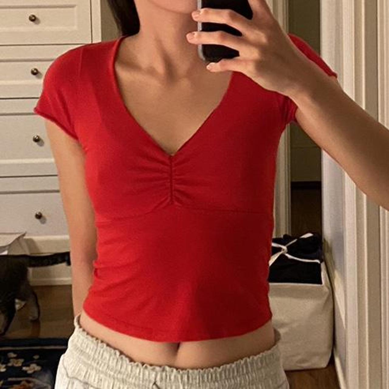 brandy melville gina top color red size one... Depop