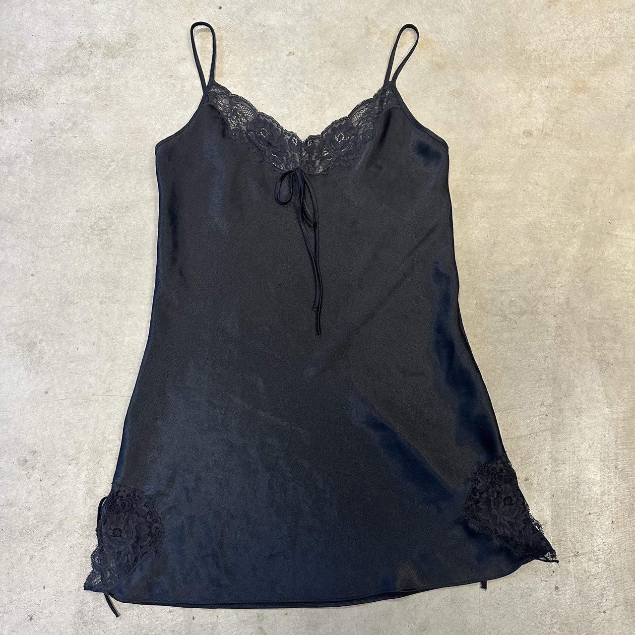 Mini black satin slip dress💋 no tag really cute... - Depop