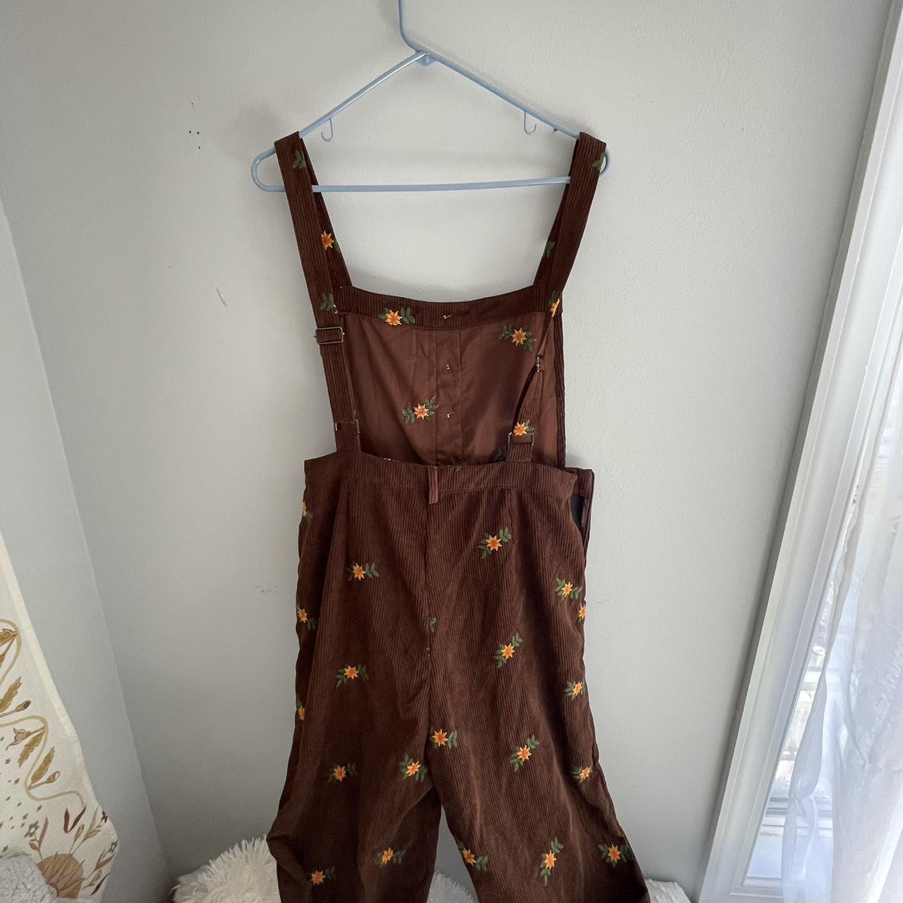 Cider Women's Brown and Yellow Dungareesoveralls Depop