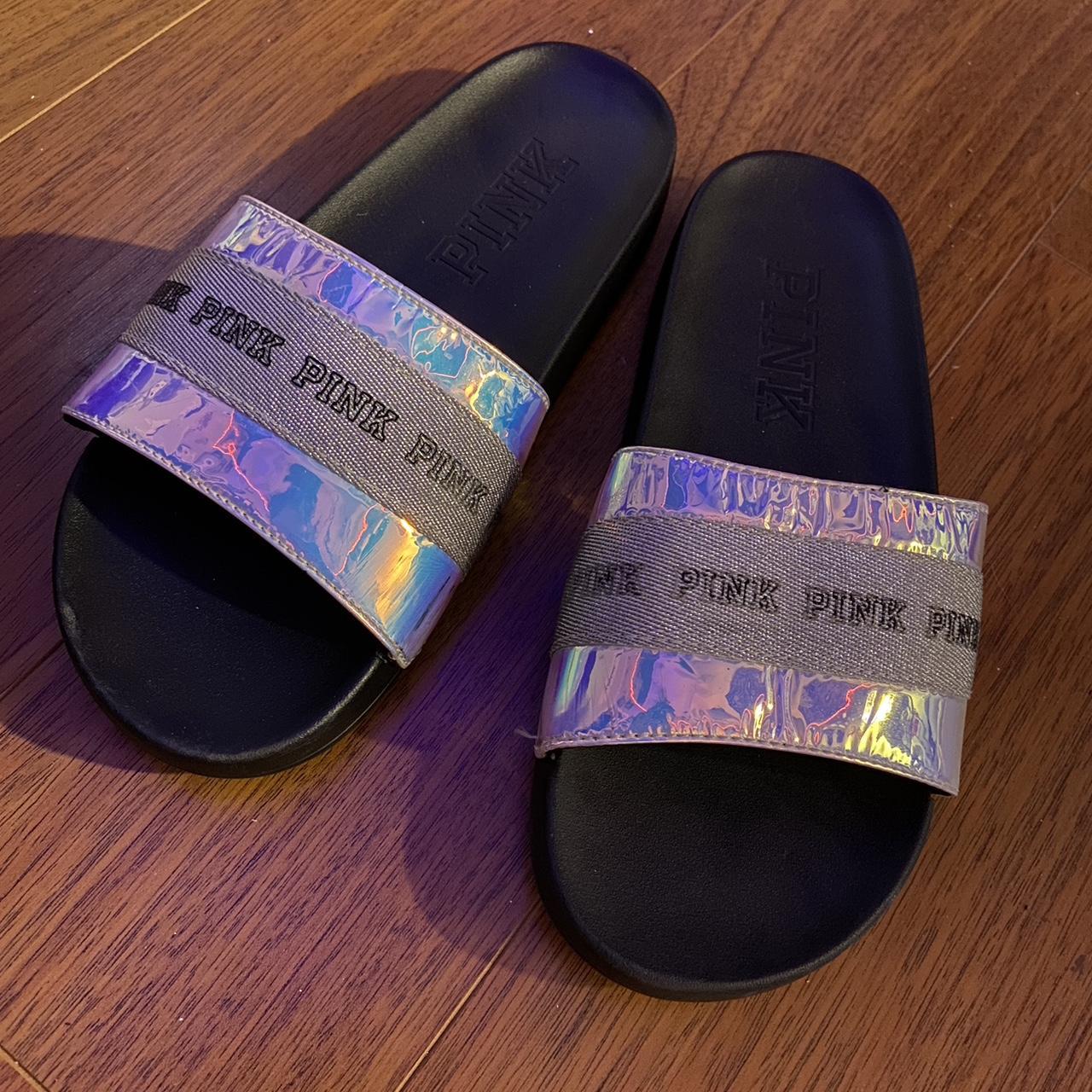 Victoria’s Secret PINK holographic slides size... - Depop