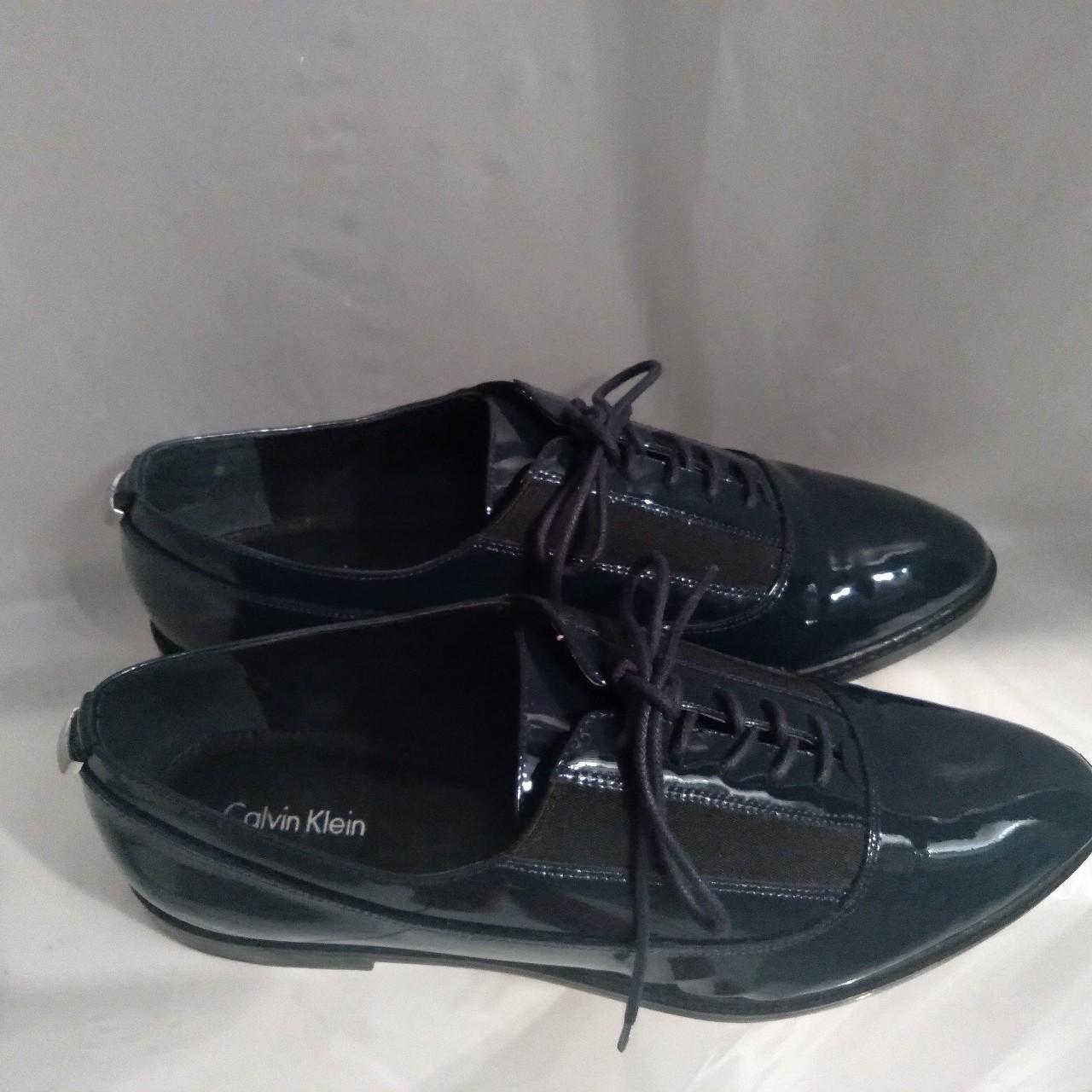 Calvin Kline Blue Patent Leather Dress Shoes Depop 9619