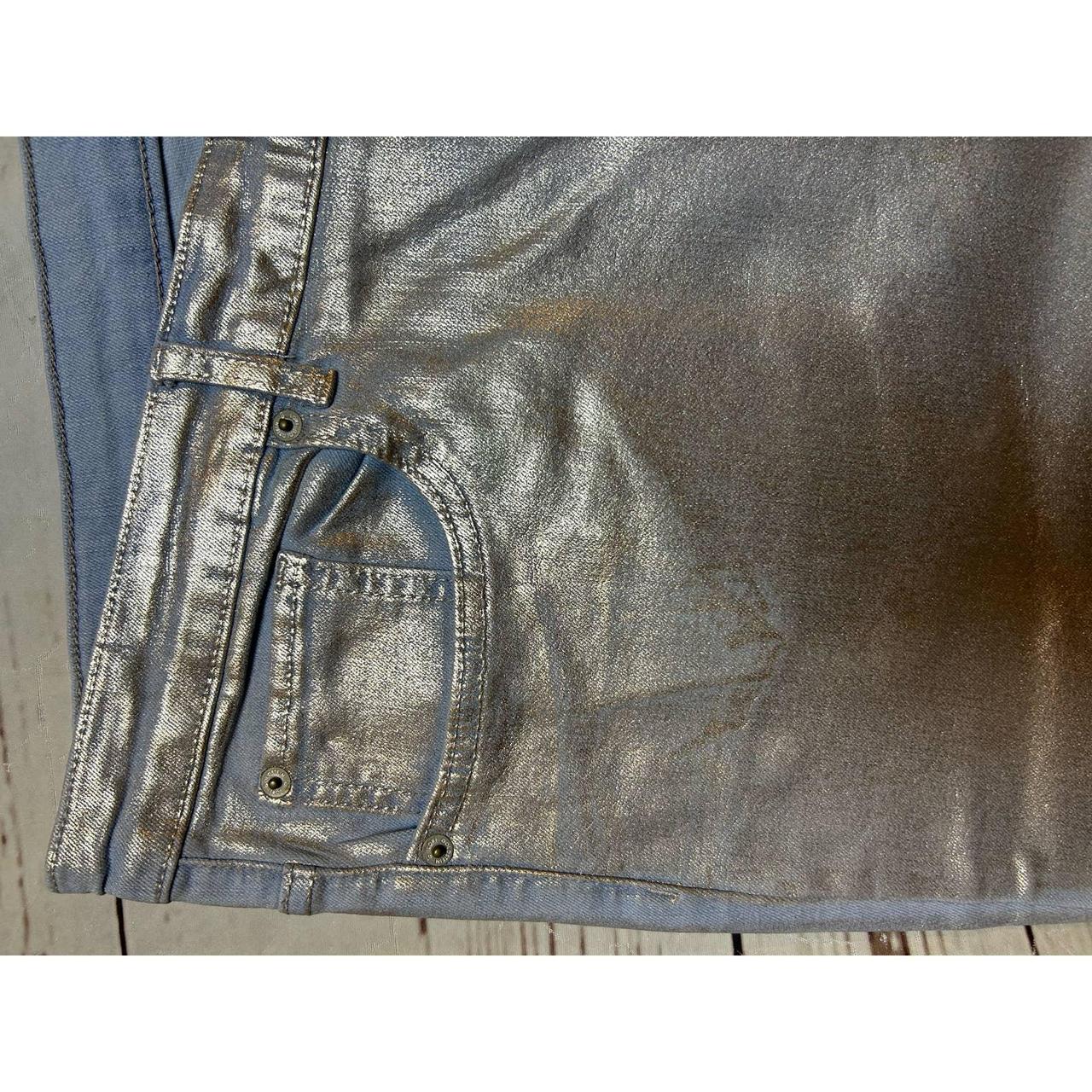 Logo Lori Goldstein Skinny Pants Shiny Light Gold Depop