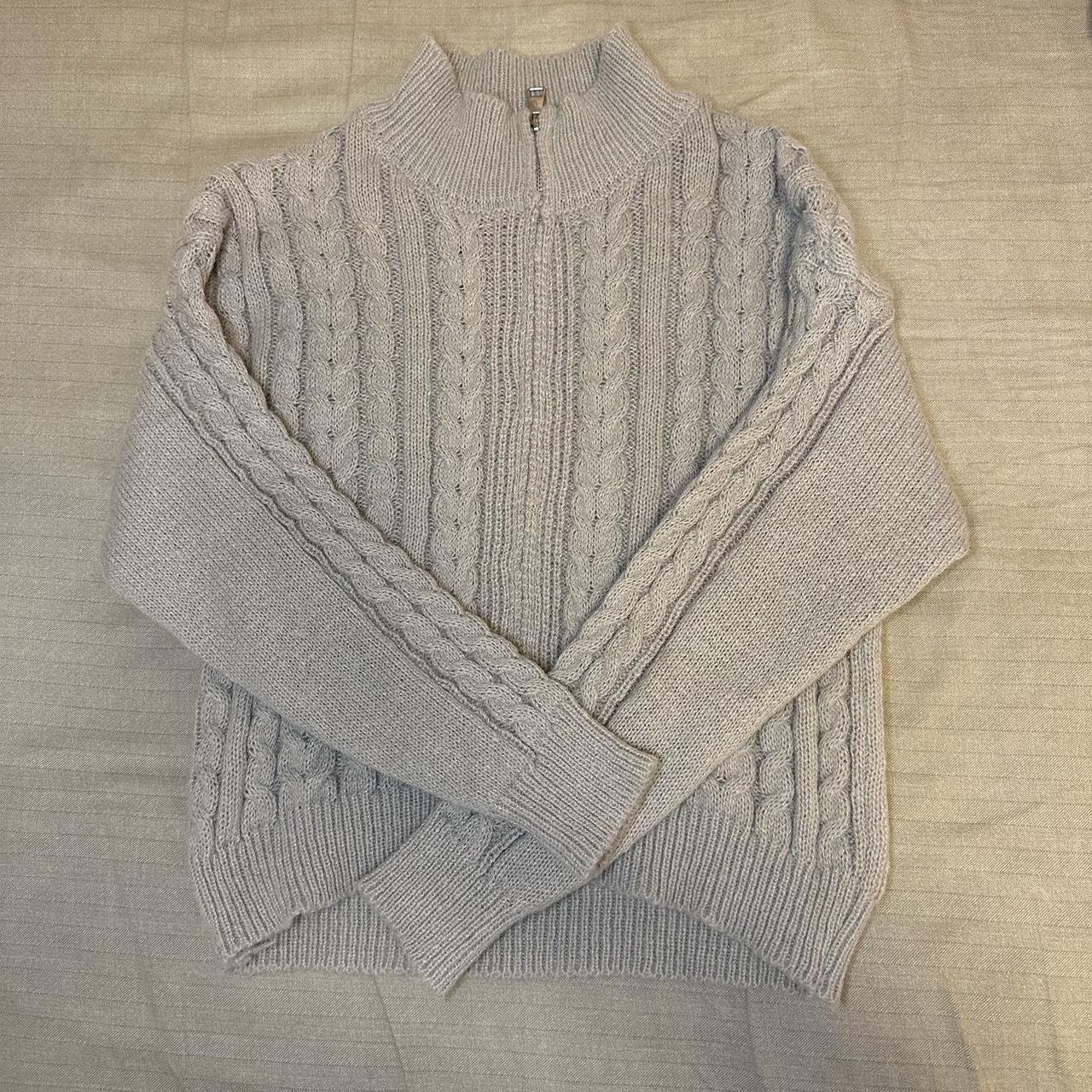 Grey knit sweater, never worn, bought from a Korean... - Depop