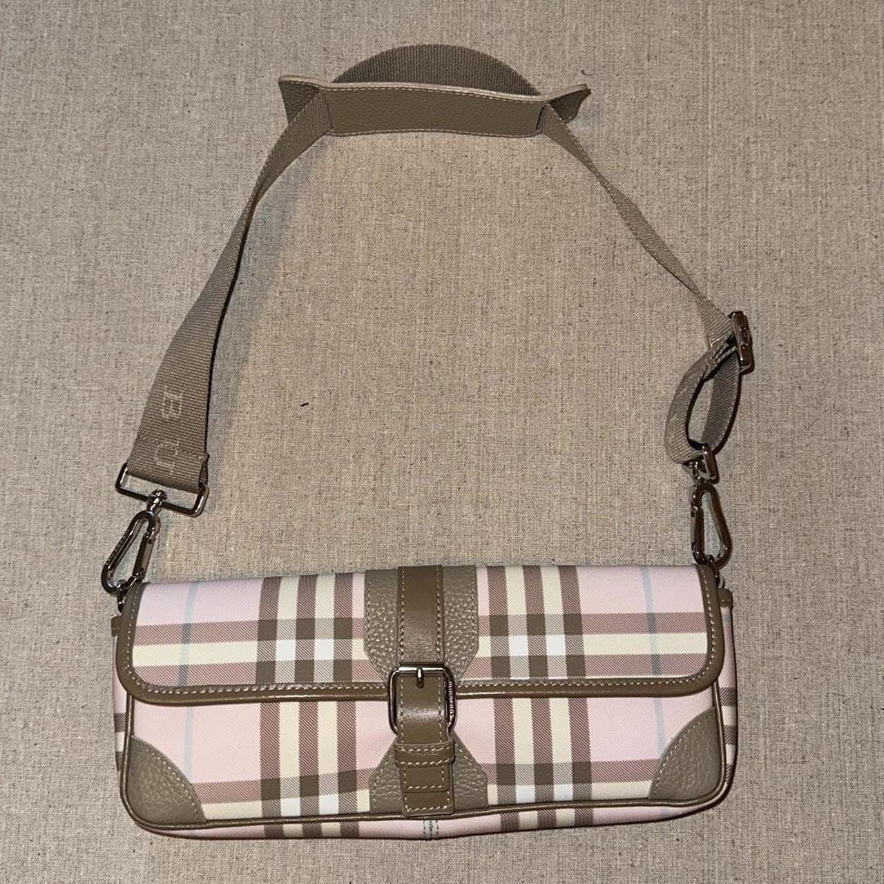 Authentic Burberry Pink Nova Check Convertible Clutch Bag