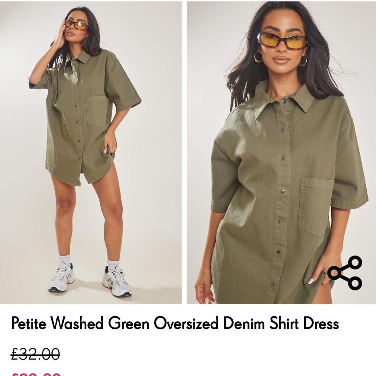 pretty Little Thing petite oversized denim shirt... Depop