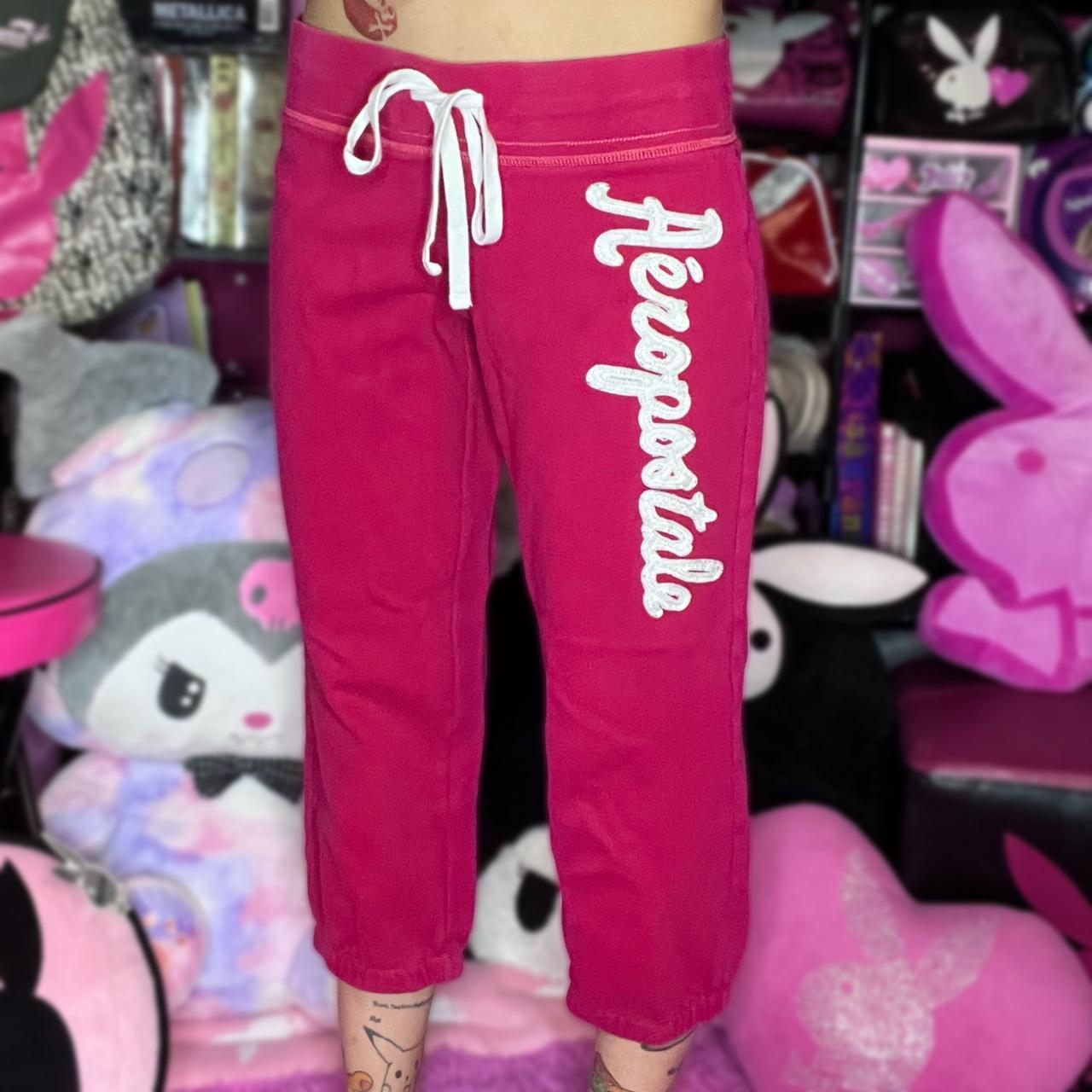 Aeropostale y2k pink sweatpants. Capri/cropped with - Depop