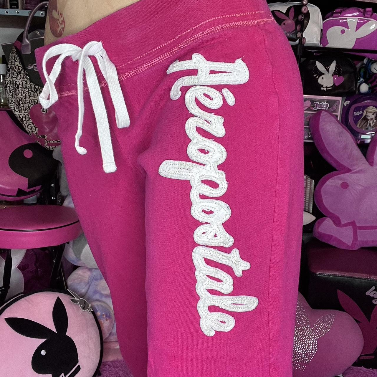 Aeropostale y2k pink sweatpants. Capri/cropped with - Depop