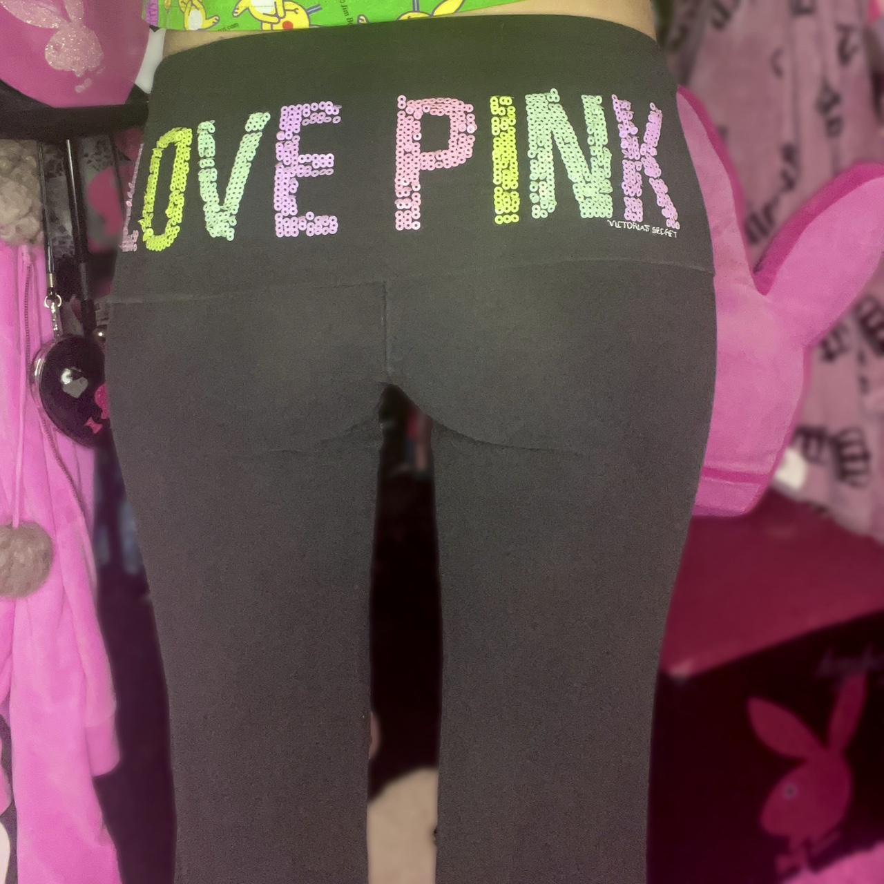 Victorias Secret PINK fold over flare yoga pants - Depop