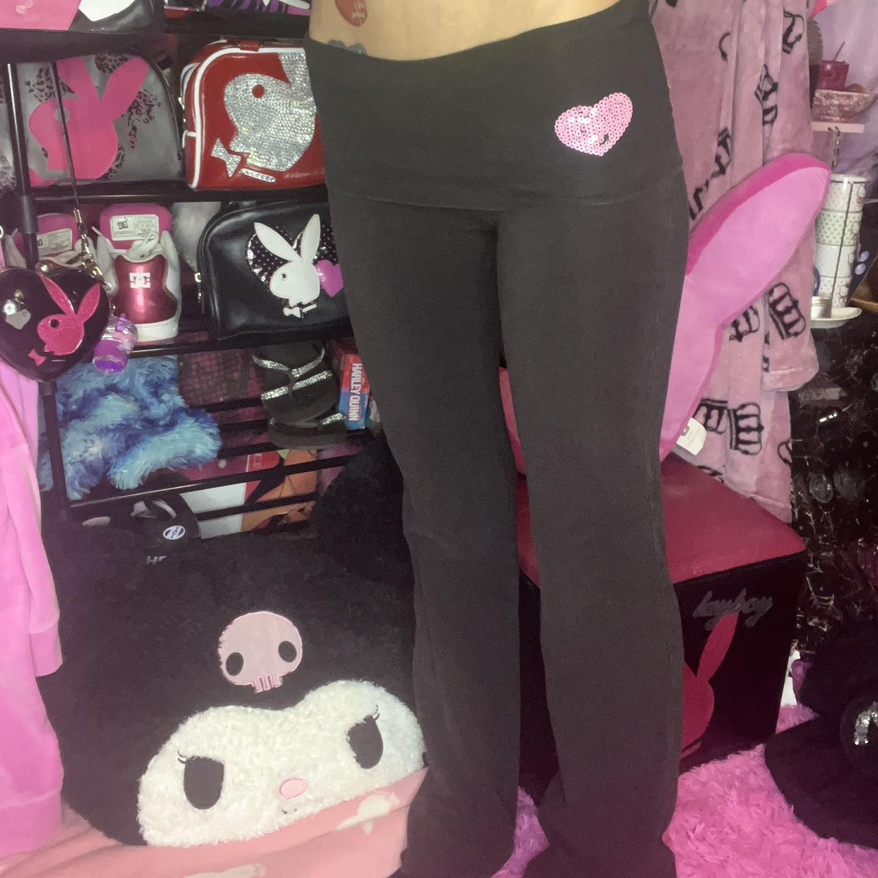 Victoria's Secret Pink Yoga Pants Women's XS Black Logo Fold